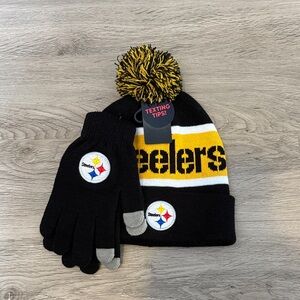 Steelers Womens Steelers Knit Hat and Gloves Set